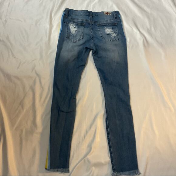 Machine Pour Neuf Mode Rainbowcore Distressed Denim Jean 5/28  Dopamine Pride - Picture 5 of 12